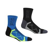 Regatta Mens 2 Pack Outdoor Active Sock - Black/Hawaii