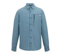 Regatta Mens Checked Insect Repellent Travel Shirt - China Blue - XL - China Blue - 96% Recycled Polyester/4% Elastane