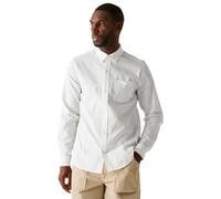 Regatta Mens Loran Long-Sleeved Shirt White L Lightweight Cotton Linen Blend 1 Chest Pocket