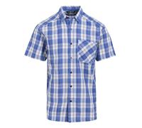 (L, White/Olympian Blue) Regatta Mens Mindano IX Checked Short-Sleeved Shirt