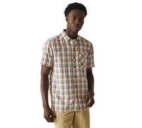 Regatta Mens Mindano VIII Checked Short-Sleeved Shirt (New Royal/Persimmon/Marshmallow) - Blue & White - Size Small