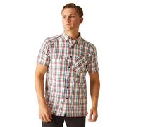 Regatta Men's Durable Mindano Viii Short Sleeve Shirt Danger Red Coronet Blue Moonlight Denim Mashmallow Check, Size: L
