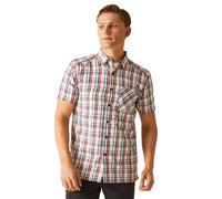 Regatta Men's Durable Mindano Viii Short Sleeve Shirt Danger Red Coronet Blue Moonlight Denim Mashmallow Check