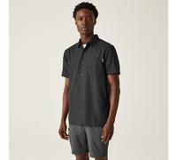 Regatta Mens Mindano VIII Patterned Short-Sleeved Shirt Ash/Black L Moisture Wicking Quick Dry UPF 30+