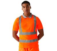 Regatta Mens Pro Hi-Vis Long Sleeve Polo Shirt - Orange - 4XL