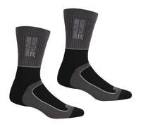Regatta Mens Samaris 2 Season Walking Hiking Sock 2 Pack - Black/Dark Steel 6-12