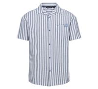 Regatta Mens Shorebay II Stripe Short-Sleeved Shirt - Coronet Blue/White - S - Coronet Blue/White - 80% Cotton/20% Linen