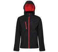 (XL, Black/Classic Red) Regatta Mens Venturer Hooded Soft Shell Jacket