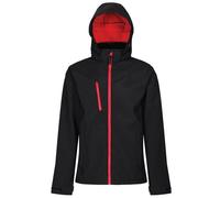 Regatta Mens Venturer Hooded Soft Shell Jacket - Black/Classic Red - XXL - Black/Classic Red