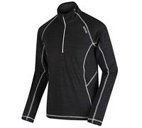Regatta Men's Yonder Quick Drying Zip Neck Long Sleeve Grid Jersey T shirts polos vests, Black, 3XL UK