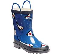 Regatta Minnow' Rubber Cotton Lined EVA Footbed Print Wellingtons Rain Boot, Shark/Nautical Blue, 4 UK