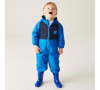 Regatta Kids Water-repellent Mudplay Iii Waterproof Puddle Suit Spike The Monster Hydro Blue, Size: 6-12 Months