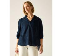 Regatta Nofino Cotton Rich Broderie Floral Blouse Navy