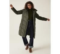 Regatta Nurie Hooded Quilted Padded Longline Coat Khaki