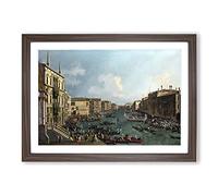 Regatta On The Grand Canal by Giovanni Canaletto Framed Print | A2 Walnut Framed Wall Art | Ready to Hang | Modern Nature Picture | Living Room Bedroom Lounge Office