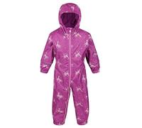 Regatta POBBLE Waterproof and Breathable Printed Jumpsuit, Radiant Orchid, Size: 2-3 Yrs
