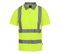 Regatta Professional Mens Hi-Vis Polo Shirt, Yellow, L, Short-Sleeved, Moisture Wicking, UPF 40+