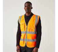 Regatta Pro Executive Orange Hi-vis Unisex Zip-front Multi-pocket Waistcoat