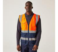 Regatta Pro Executive Orange/navy Hi-vis Unisex Zip-front Multi-pocket Waistcoat