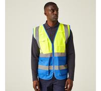 Regatta Pro Executive Yellow/royal Blue Hi-vis Unisex Zip-front Multi-pocket