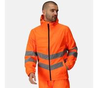 Regatta Pro Packaway high visibility orange waterproof work hooded jacket