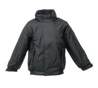 Regatta Jacket Dover - Waterproof Fleece-Lined Hooded - Kids 5-6 Years Black/Ash