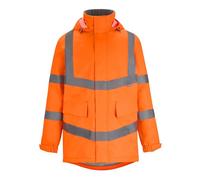 Regatta Professional Mens Contract Dover Parka Jacket Hi-Vis Pro Coat, Orange, 3XL Plus UK