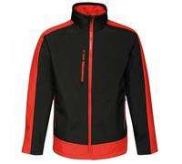 Regatta Professional Mens Contrast 3 Layer Soft Shell Jacket - Jet Black/Orient Red - XS - Jet Black/Orient Red - 100% Polyester