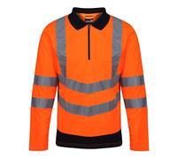 Regatta Professional Men's Quick-Drying Hi-Vis Long Sleeved Polo Shirts Orange Navy