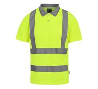Regatta Professional Mens Hi-Vis Polo Shirt, Yellow, L, Short-Sleeved, Moisture Wicking, UPF 40+