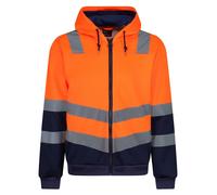Regatta Men's Hoodie Professional Hi Vis Reflective Full Zip Orange/Navy