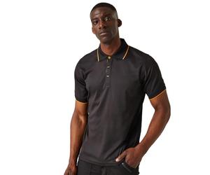 Regatta Professional Mens Navigate Short Sleeved Polo Shirts Black/Orange