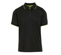 Regatta Professional Mens Short-Sleeved Polo Shirt - Black/Lime Green - L - Black/Lime Green - 100% Mixed