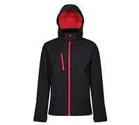 Regatta Professional Men's Wind Resistant Venturer 3 Layer Printable Hooded Softshell Jacket Black Classic Red, Size: L