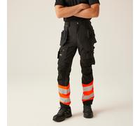 Regatta Professional Men's Water-repellent Hi-vis X-pro Stretch Holster Trousers Class 1 Black Orange, Size: 32 R