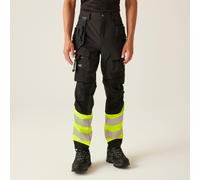 Regatta Professional Men's Water-repellent Hi-vis X-pro Stretch Holster Trousers Class 1 Black Yellow, Size: 38 R