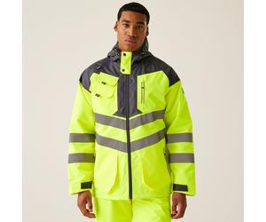 Regatta Professional Men's Waterproof Hi-Vis Reflective Hooded Jacket Yellow, Size: S