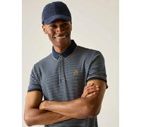 Regatta Tiver Pure Cotton Striped Tipped Polo Shirt Navy Mix