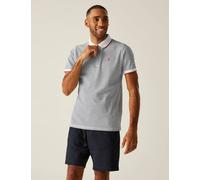 Regatta Tiver Pure Cotton Striped Tipped Polo Shirt White Mix