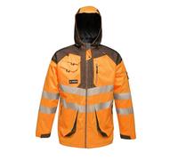 Regatta Men's Parka TRA340LA7BV Tactical Hi-Vis Waterproof Hooded Jacket Orange/Grey L