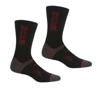 Regatta Unisex Adult Wool Hiking Boot Socks (Pack of 2) (Black/Dark Red) - Multicolour - Size UK 9-12