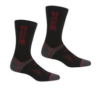 Regatta Unisex Adult Wool Hiking Boot Socks (Pack of 2) (Black/Dark Red) - Multicolour - Size UK 9-12