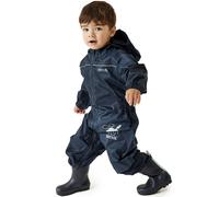 Regatta Unisex Kids All-in-One Waterproof Puddle Suit | Hooded, Durable, Water Repellent, Breathable & Lightweight Rain Suit with Reflective Trims for Boys and Girls