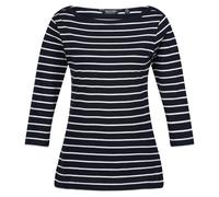 Regatta Women's Bayletta 3/4 Sleeve Top - Navy/White - Navy/White - 8 UK - 50% Cotton/50% Polyester
