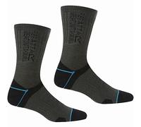 Regatta Womens Blister Protection II Two Pack Trail Walking Socks, Black Ash, 3-5 UK
