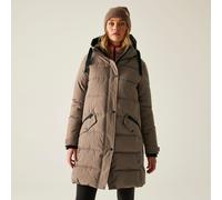 Regatta Women's Eryn Longline Hooded Water-Repellent Baffled Jacket in Brown | Size: 12 Regatta Brown 12