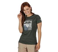 Regatta Women's Fingal V' Quick-Drying Active Short Sleeve Graphic Print T-Shirt/Polo/Vests, Thyme Leaf, 14