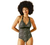 Regatta Women's Durable Flavia II Swimsuit Black White Polka Dot Print, Size: 16