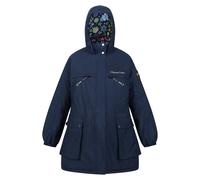 Regatta Womens Hooded Parka Jacket with Zipped Pocket and Printed Logo in Navy Marl - Blue