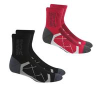 Regatta Womens Outdoor Boot Socks (Pack of 2) - Black/Cherry Pink - Black/Cherry Pink - 3 UK-5 UK